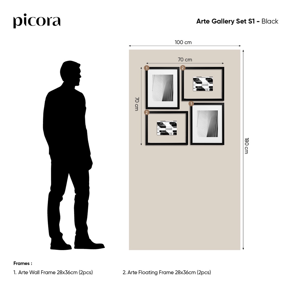 PICORA ARTE Gallery Set S1-Frame Pigura Bingkai Foto Dinding-4pcs