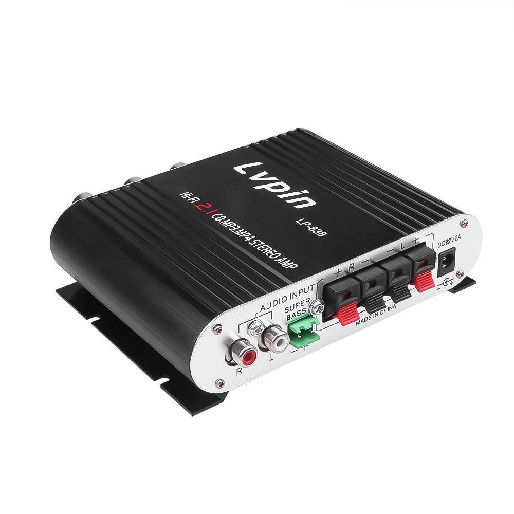 Power Amplifier LVPIN Mini HiFi Stereo Ampli Treble Bass Booster subwofer murah 12V 20W 2.1 channel