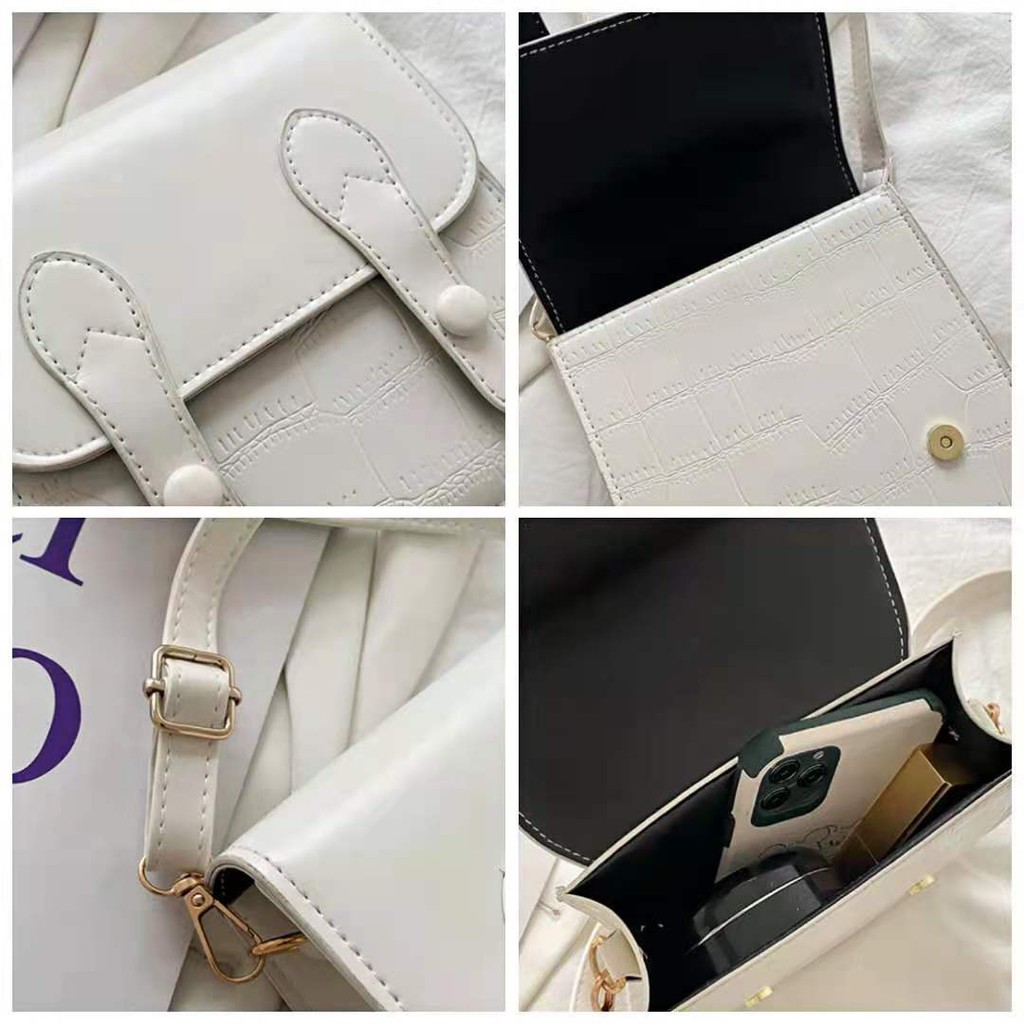 Tas Wanita Casual Trendy Model Kotak Fashion Korea Bahan PU / Tas Selempang Wanita Import