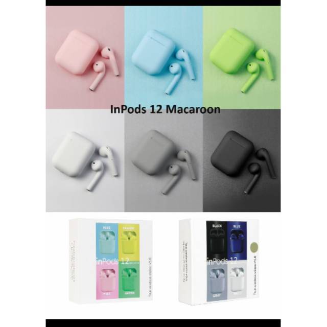 Headset bluetooth inponds i12 macaroon true wireless earphone handset handsfree hedset hf