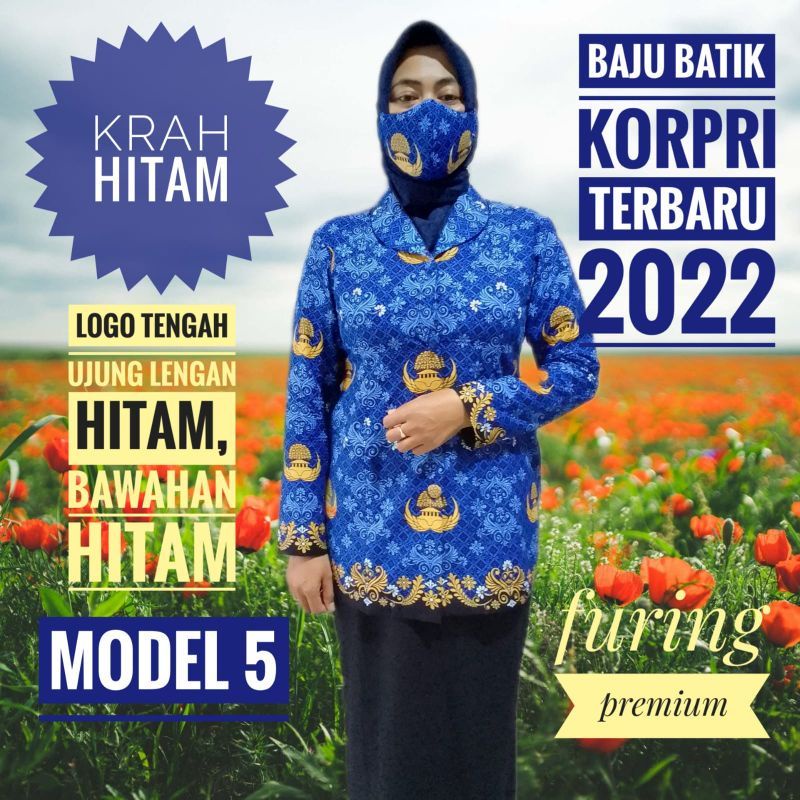 seragam batik korpri model 4 dan 5 Krah hitam terbaru termurah