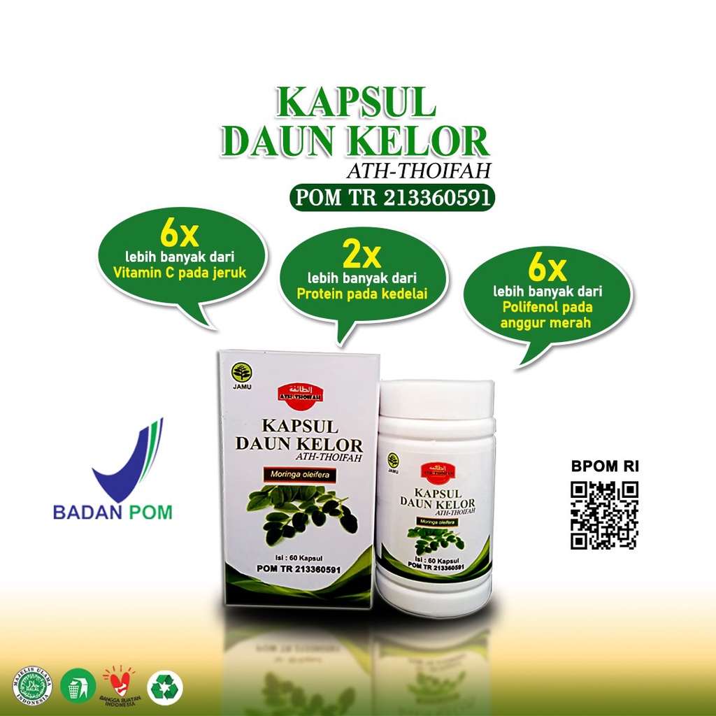 Kapsul daun kelor murni original 60 kapsul extra daun kelor