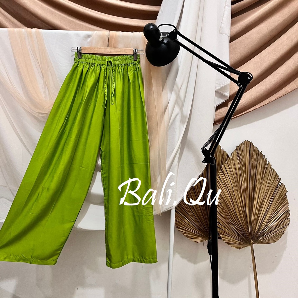 Basic Kulot Panjang Rayon Motif Bali-HIJAU MUDA