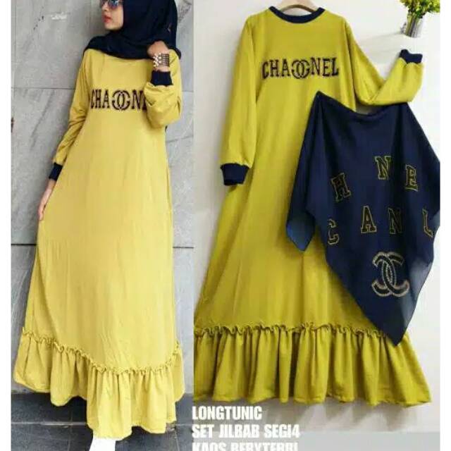 1000%ORI SHR IMPORT. LONG TUNIK SET JILBAB CHANNEL