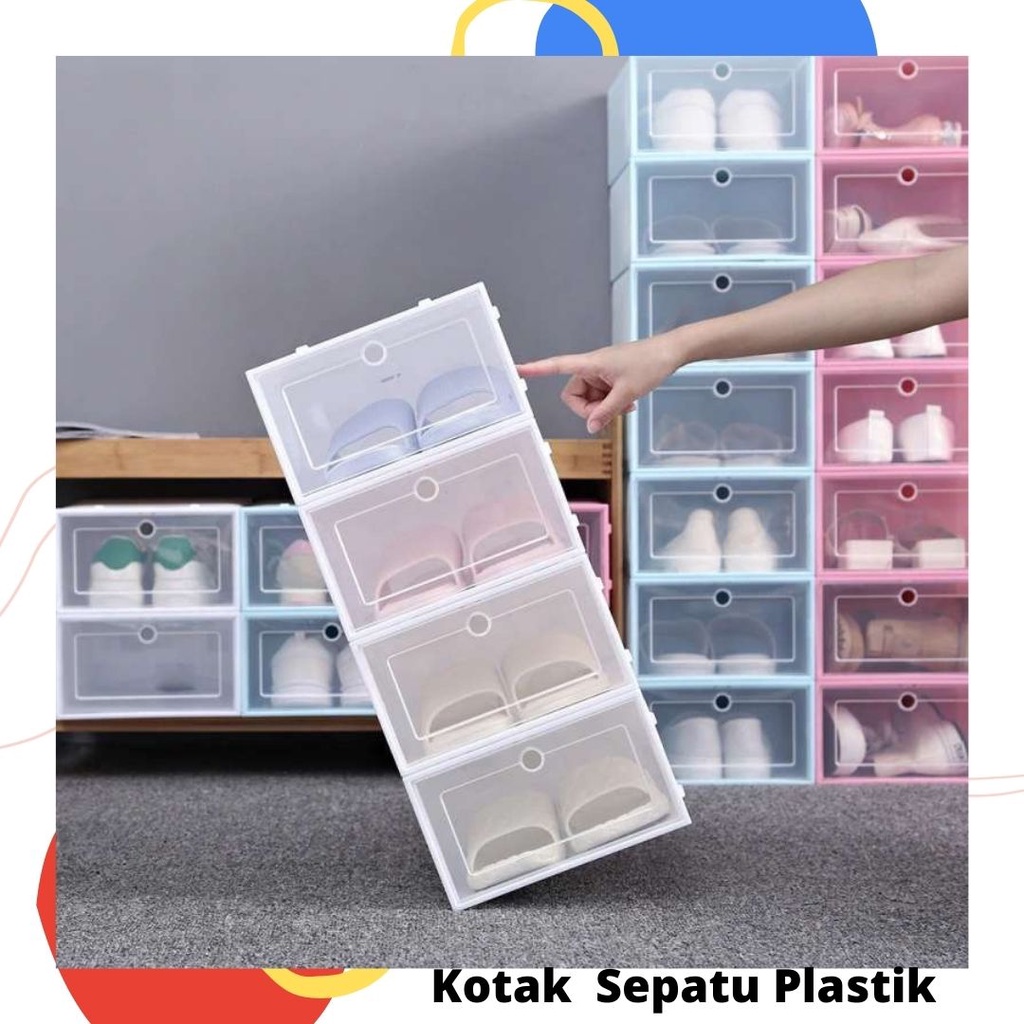 KOTAK SEPATU KOTAK SEPATU TRANSPARAN KOTAK SEPATU LIPAT KOTAK SEPATU PLASTIK SHOES STRONGE BOX KOTAK