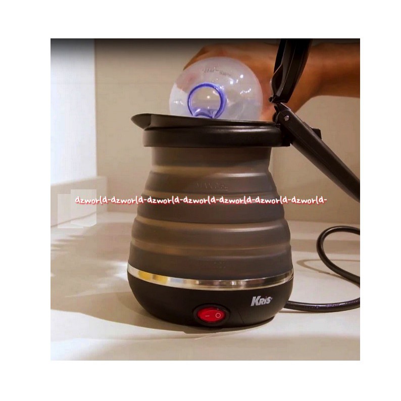 Kris Travel Kettle Black 600ml Teko Listrik Travelling Bisa dilipat Foadable Hitam Ketel