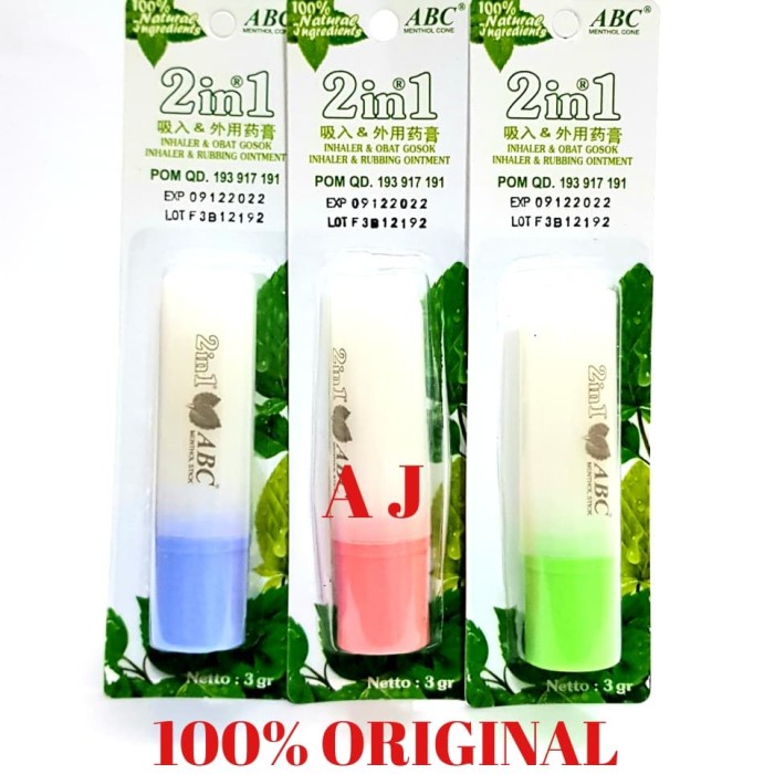 ABC MENTHOL STICK 2IN1 - INHALER DAN GOSOK MANJUR