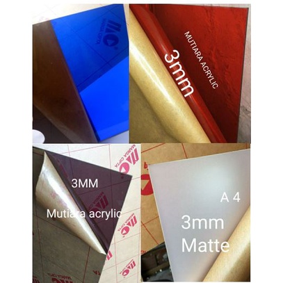 

ABmart Acrylic/ akrilik lembaran 3mm/potongan warna transparan ukuran A4/mika/kaca (21x30cm)