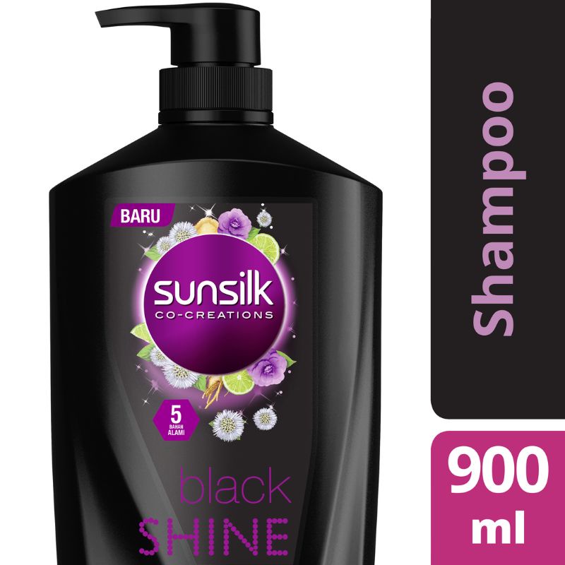 Sunsilk Shampoo Black Shine 900ml Perawatan Rambut Hitam Berkilau Shampo 900 ML