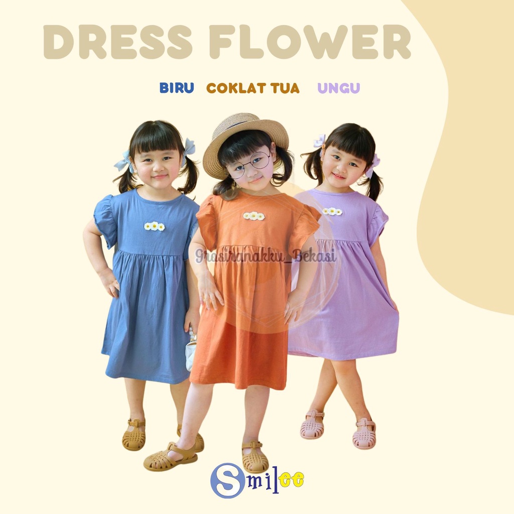 Dress Anak Smilee Flower Mix Warna Size 1,2,3,4,5Tahun