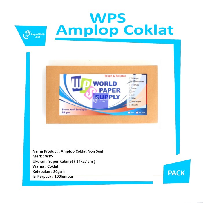 

MENYURAT-SURAT- AMPLOP COKLAT UKURAN SUPER KABINET WPS ( 14 X27 CM ) 80GSM -SURAT-MENYURAT.