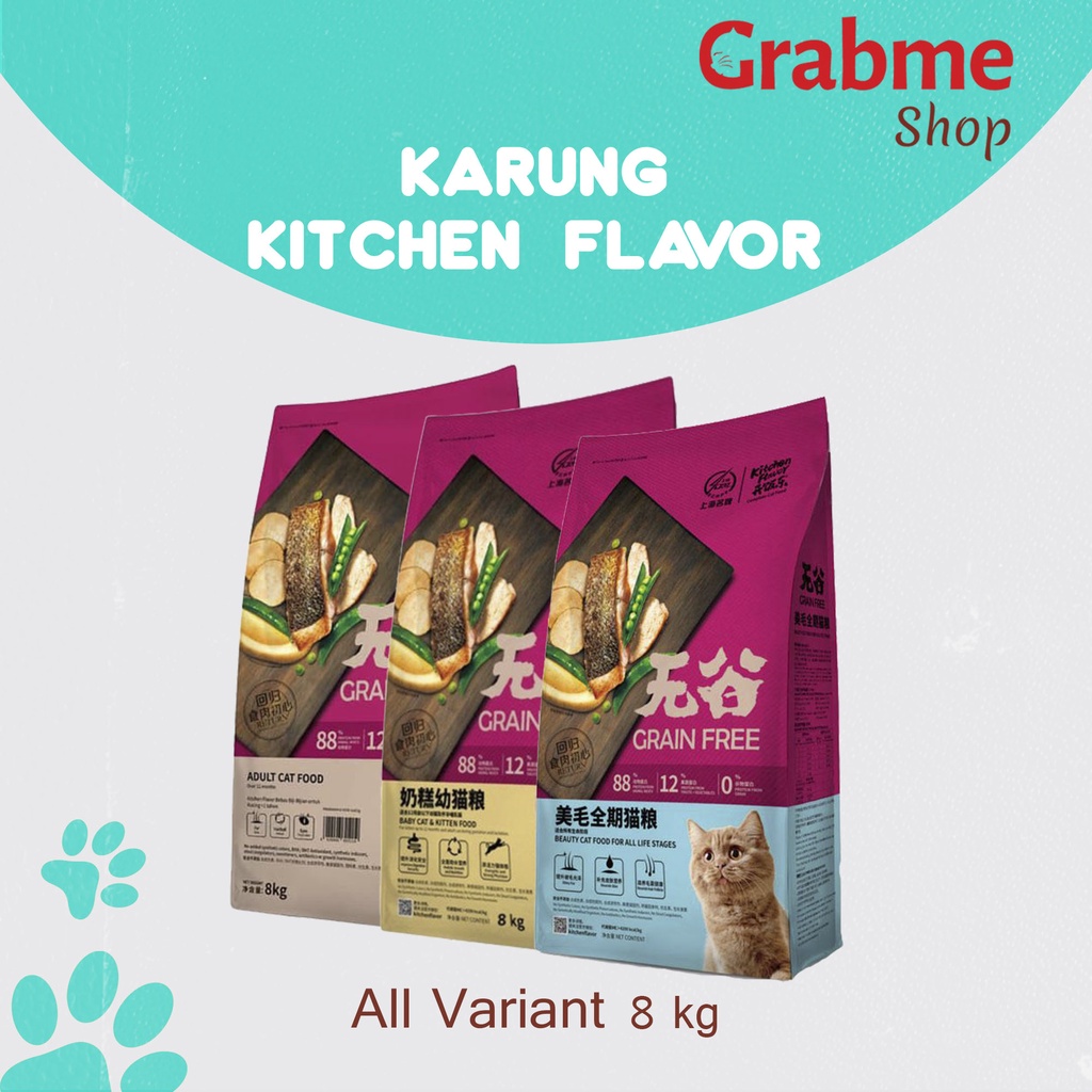 Makanan Kucing kering Premium KITCHEN FLAVOR All Variant 8 kg (GRAB GOSEND)