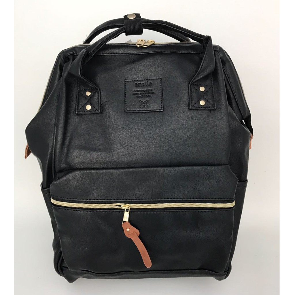 Tas Ransel Anello Black Grade Ori bahan kulit (PU) size M / Tas Import / Anello Leather