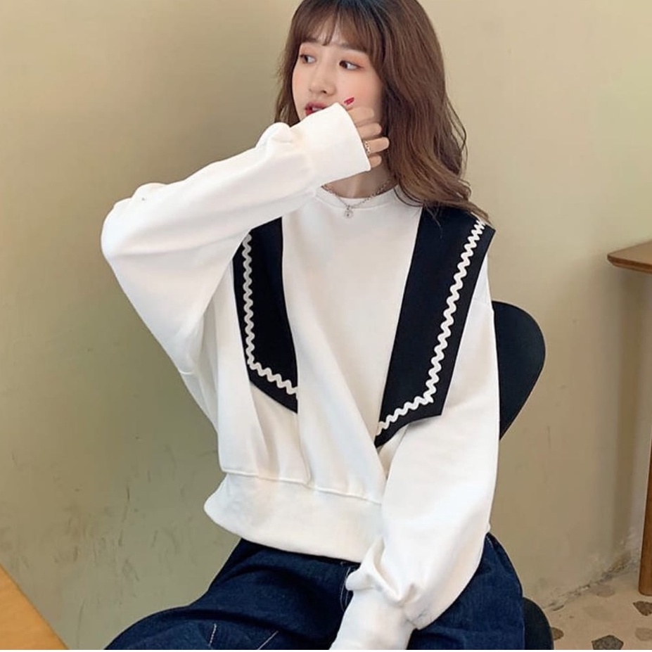 sweater wanita SASAMI TOP SWEATER crewneck wanita oversize