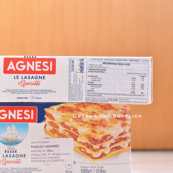 

s574gfd Agnesi Lasagna / Lasagne 500G - Import Italy (Premium Quality) Ff064151E