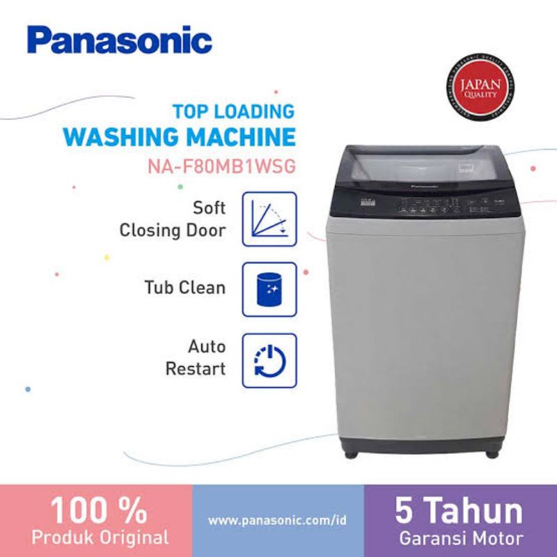 PANASONIC Mesin Cuci Top Loading 8 kg NA-F80MB1