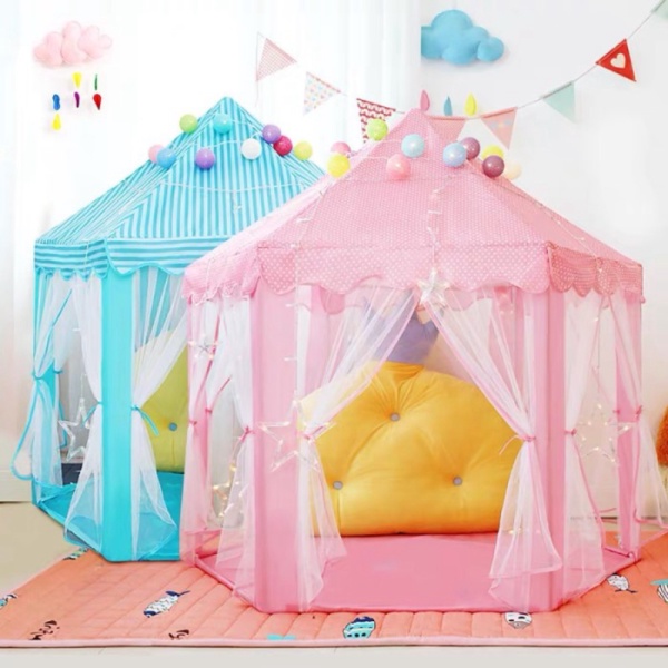 Promo TENDA CAMPING LIPAT UNTUK ANAK-ANAK 2-3 ORANG MODEL CASTLE LUCU - Merah Muda Limited