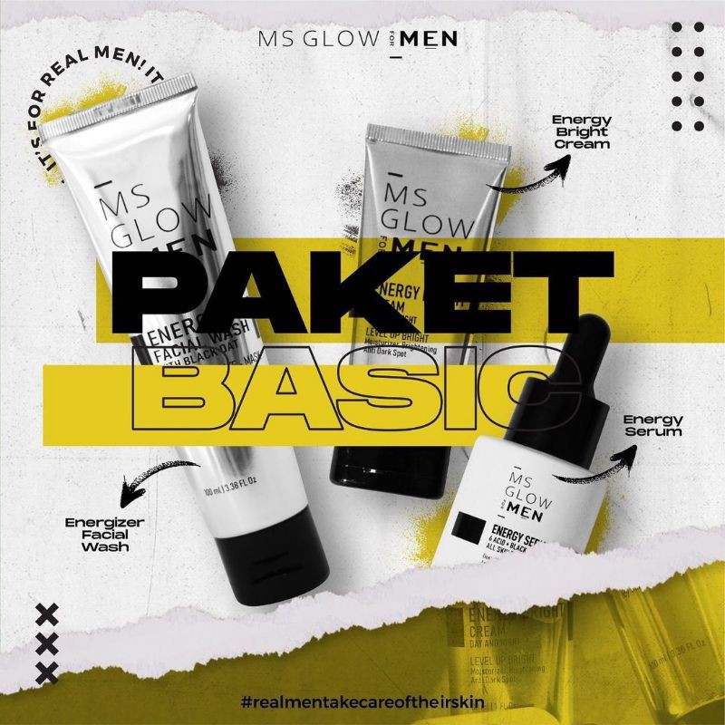 MS GLOW MEN FOR MEN PAKET BASIC 3IN1 / PAKET LENGKAP 4IN1 MS GLOW MEN / MS GLOW FOR MEN / MSGLOWMEN
