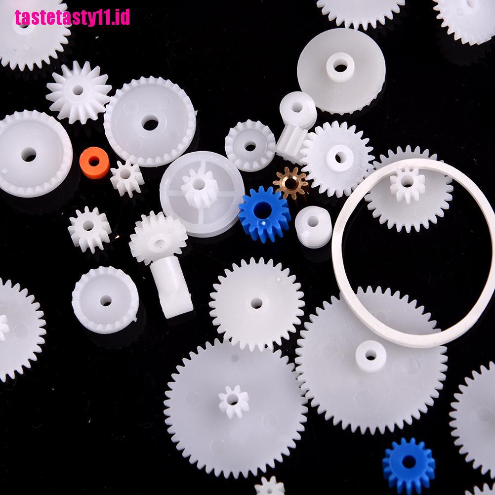 60pcs / Set Roda Gigi Plastik DIY Rak Katrol Sabuk Worm Tunggal Ganda