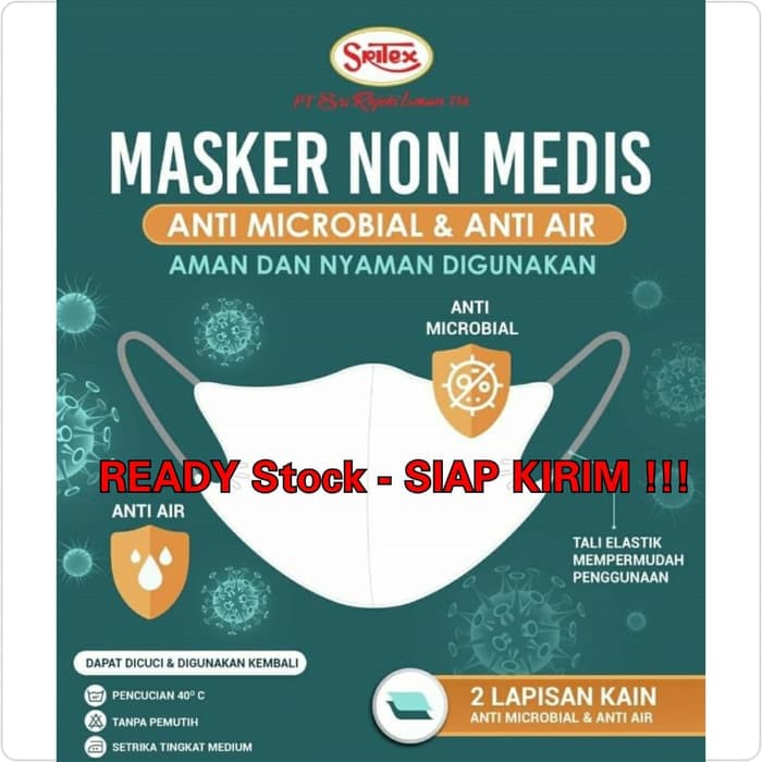 MASKER SRITEX Non MEDIS Penutup Hidung &amp; Mulut buatan Sritex 2 ply KAIN dapat dicuci anti air