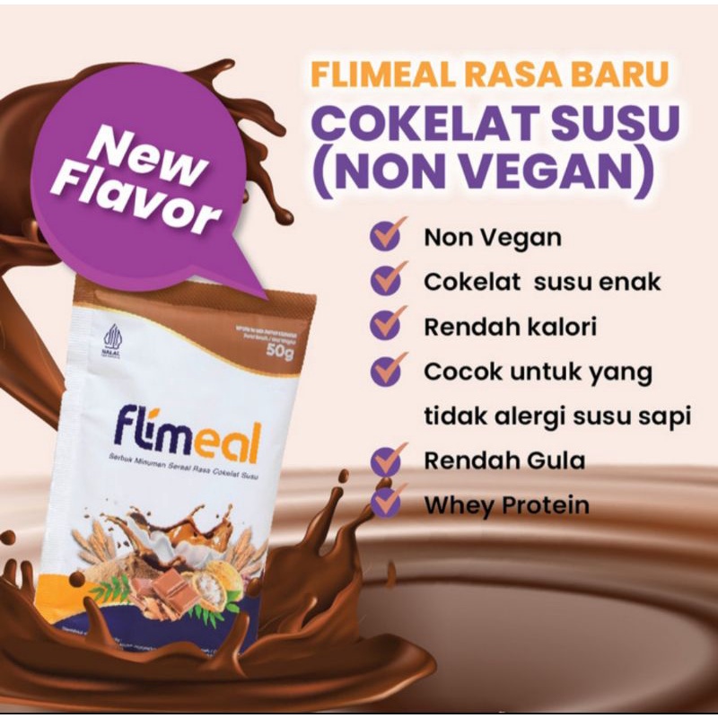 Flimeal (Meal Replacement ) 1 Box (isi 12 Sachet) Beli 2 Box Free Shaker Coklat Strawberry Vanilla Cokelat Susu