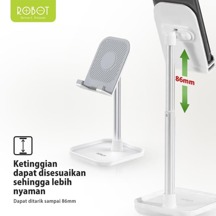 ROBOT RT-US04 Liftable &amp; Foldable Aluminum Alloy Universal Phone Holder - Garansi Resmi 1 Tahun