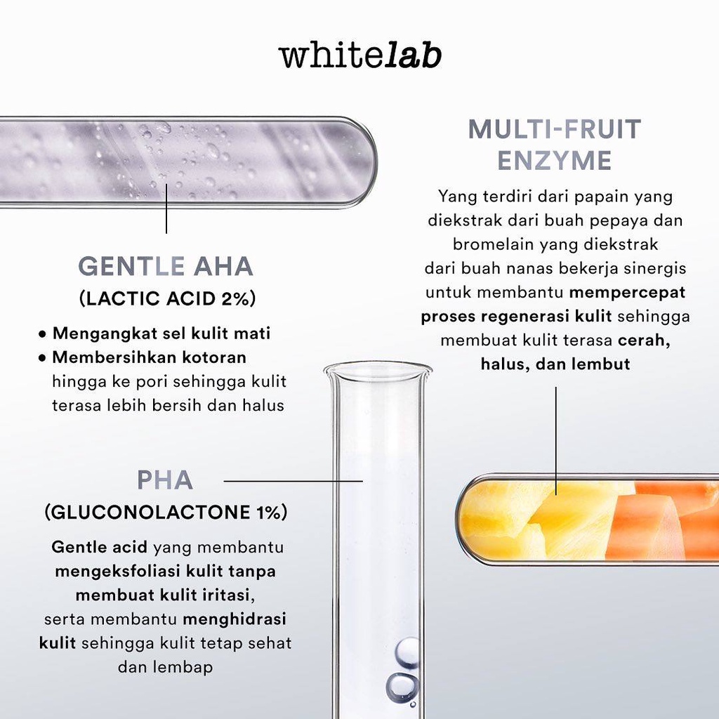 WHITELAB Gentle Peeling Gel - Gel Pencerah Pelembab Pelembut Pengangkat Minyak Kotoran Sel Kulit Mati Wajah
