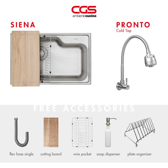 Paket Promo: Cgs Siena Kitchen Sink + Kran Air Cgs Pronto - Dapur / Kitchen