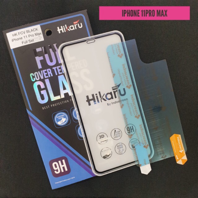 Anti gores iph11  Tempered  Glass Full Cover 11pro 11pro max ~ Indoscreen Hikaru