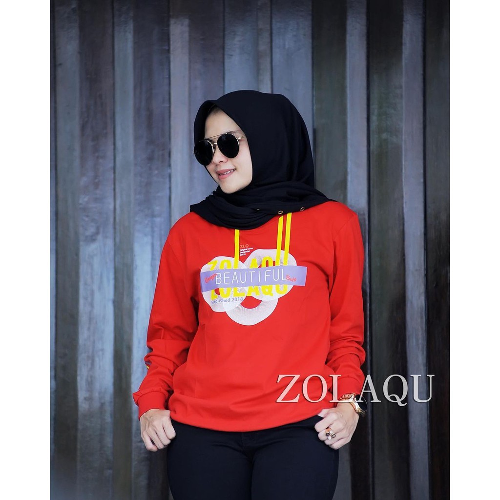 Zolaqu Kaos Wanita Lengan Panjang Terlaris 2021 Combed 24S Atasan Wanita [ Warna Merah ]