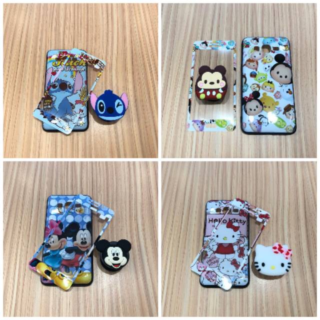 XIAOMI MIA2 LITE CASE 360 KARAKTER FREE TEMPERED GLASS SOFT CASE CASING KARTUN CASE MI A2 LITE