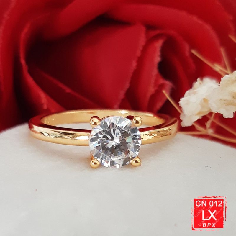 CN 012 Cincin Jumbo Cincin Ukuran Besar Perhiasan Emas Imitasi Cincin Mata Satu Soliter Luxx