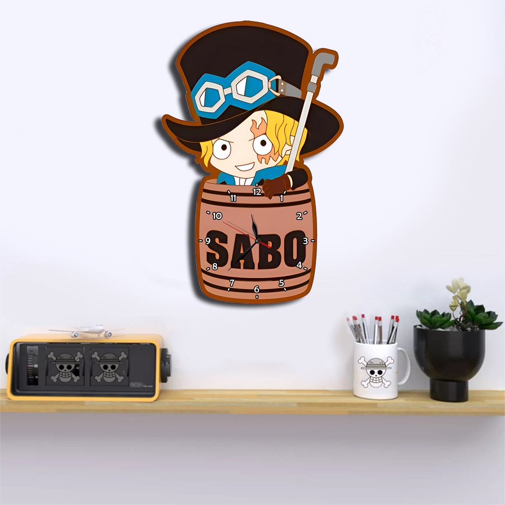 Jam Dinding Pola Unik Design Onepiece Special Edition Free Vintage Box + Baterai rajadekorofficial-Sabo