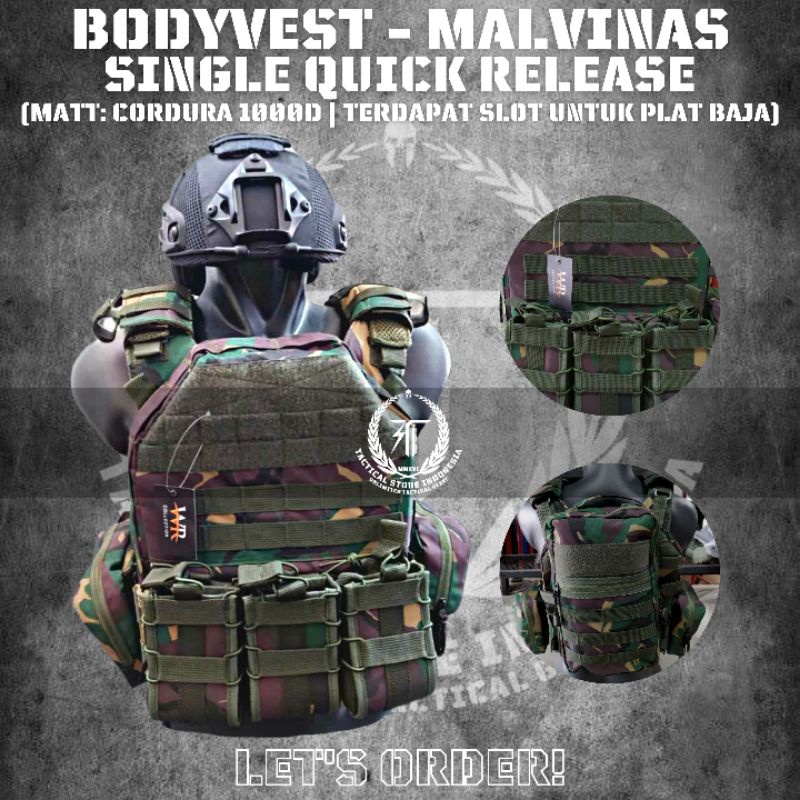 Body Vest Loreng TNI Malvinas - Quick Release - Rompi Anti Peluru