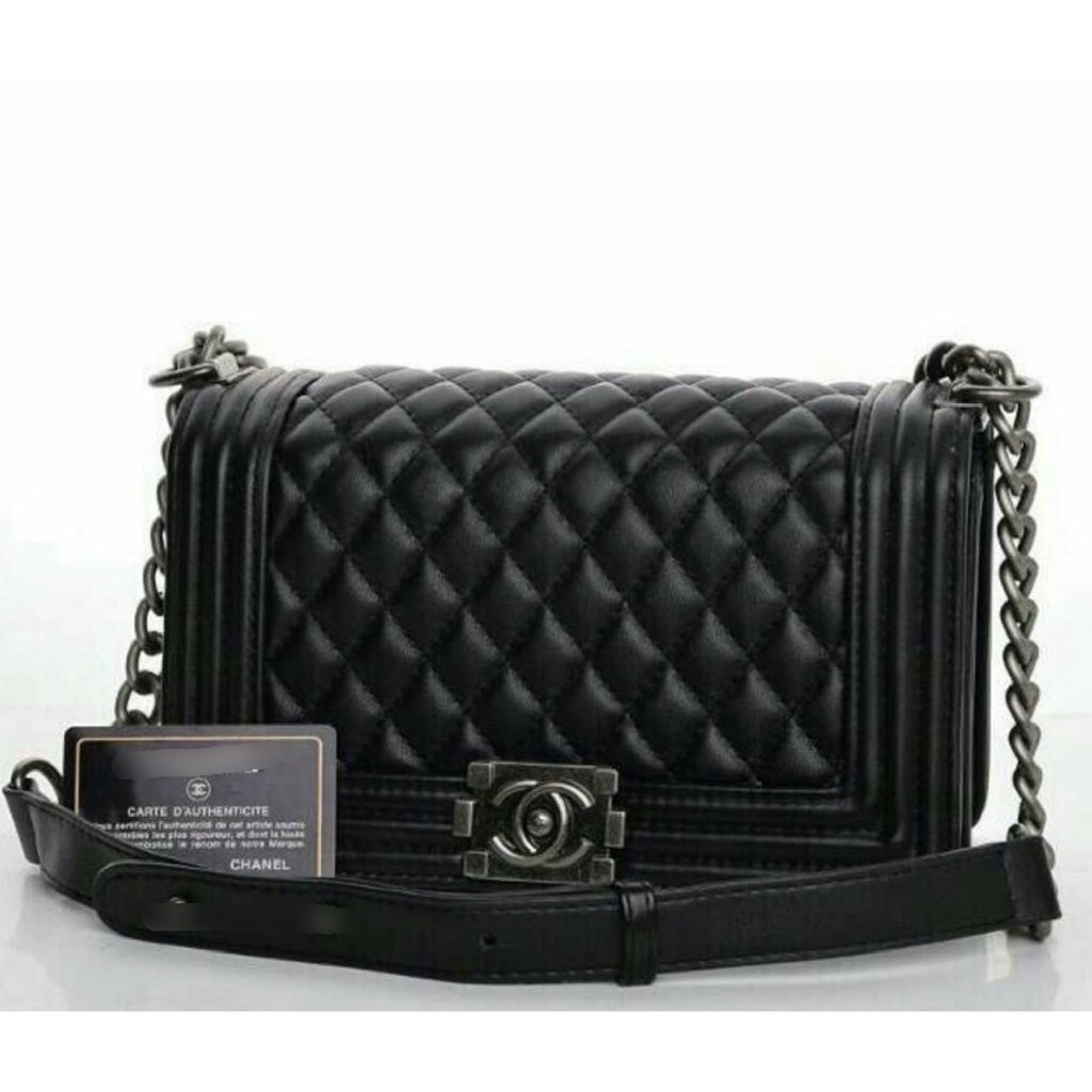 Tas Selempang Wanita Terbaru Tas Cewek Korean Branded Kekinian D9Z4 Chanel Boy Premium Batam (bahan