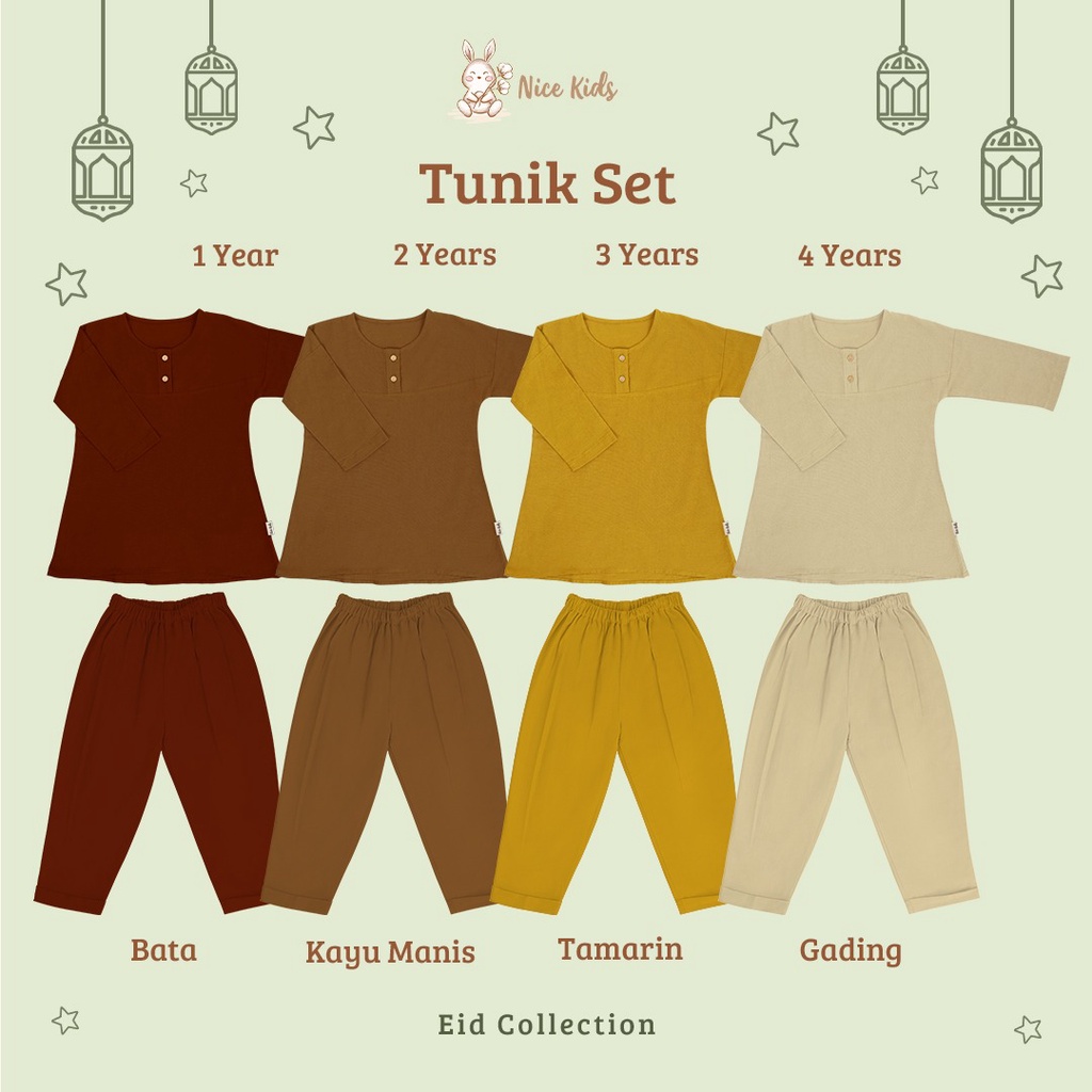 NICE KIDS - TUNIK SET PAKAIAN MUSLIM ANAK PEREMPUAN EDISI BAJU LEBARAN SETELAN ANAK 1 - 4 TAHUN