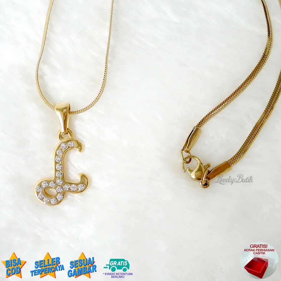 Lovelybutik - Kalung Inisial Huruf Titanium anti karat Kalung hurup Abjad Alphabet Ins L Klasik Bonus Kotak Perhiasan