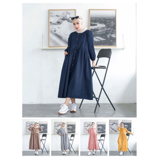 Deca midi dress / dress linen polos /midi dress polos
