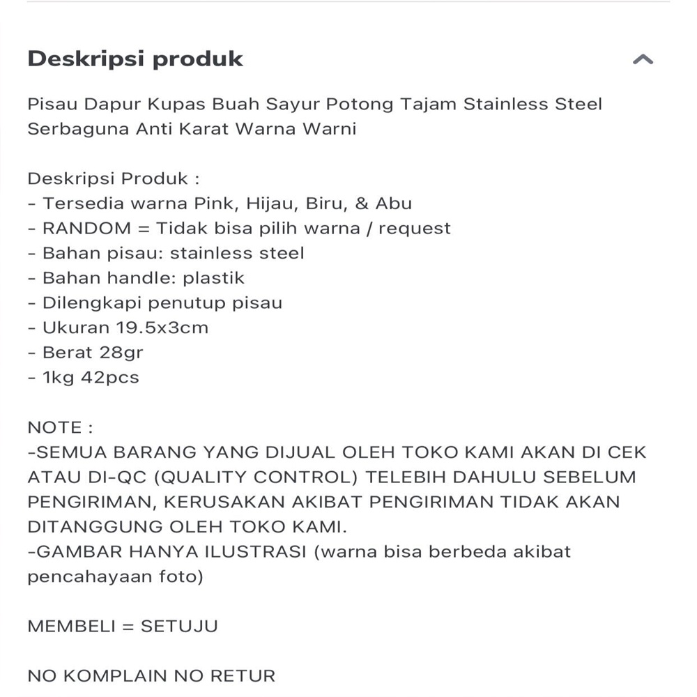 Pisau Kupas Buah Lengkap dengan Sarung Penutup Pisau Dapur Mini / Pisau Buah / Pisau Dapur Mini / Pisau Sayur /