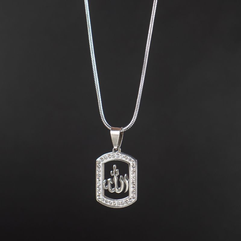 KALUNG LIONTIN TITANIUM LAFAZ ALLAH PRIA WANITA ANTI KARAT DAN TIDAK MUDAH LUNTUR STAINLEES STEEL