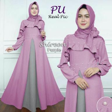 SHIREEN SYARI ( PU) BAJU MAXI DRESS MUSLIM WANITA LENGAN PANJANG GAMIS CEWEK KEKINIAN GROSIR MODERN