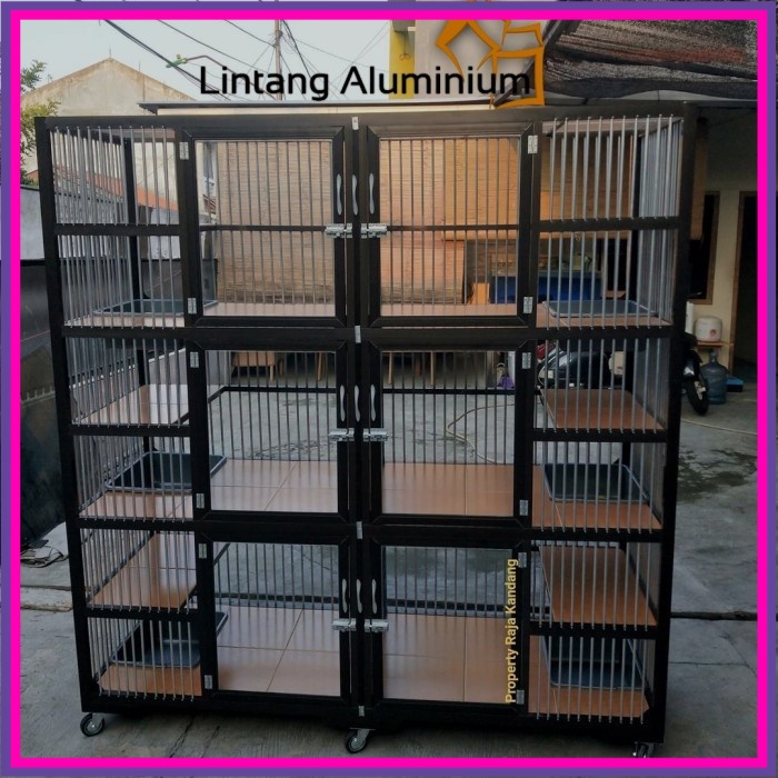 Kandang kucing - Rumah Sangkar Hewan Peliharaan - Sangkar Burung Aluminium 6 Pintu