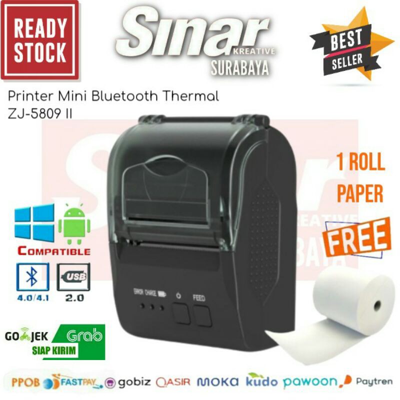 PRINTER MINI BLUETOOTH KASIR 58MM 5810 THERMAL PORTABLE | Support PC, IOS, Android
