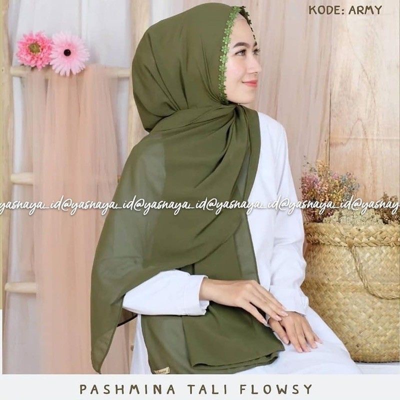 (PROMO) JILBAB PASHMINA TALI RENDA MELATI 180 X 75 DIAMOND PREMIUM TERBARU