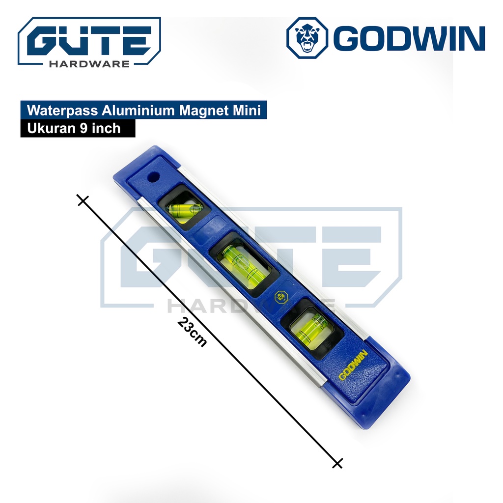 GUTE GODWIN Waterpass Magnet Aluminium Mini 9 Inch