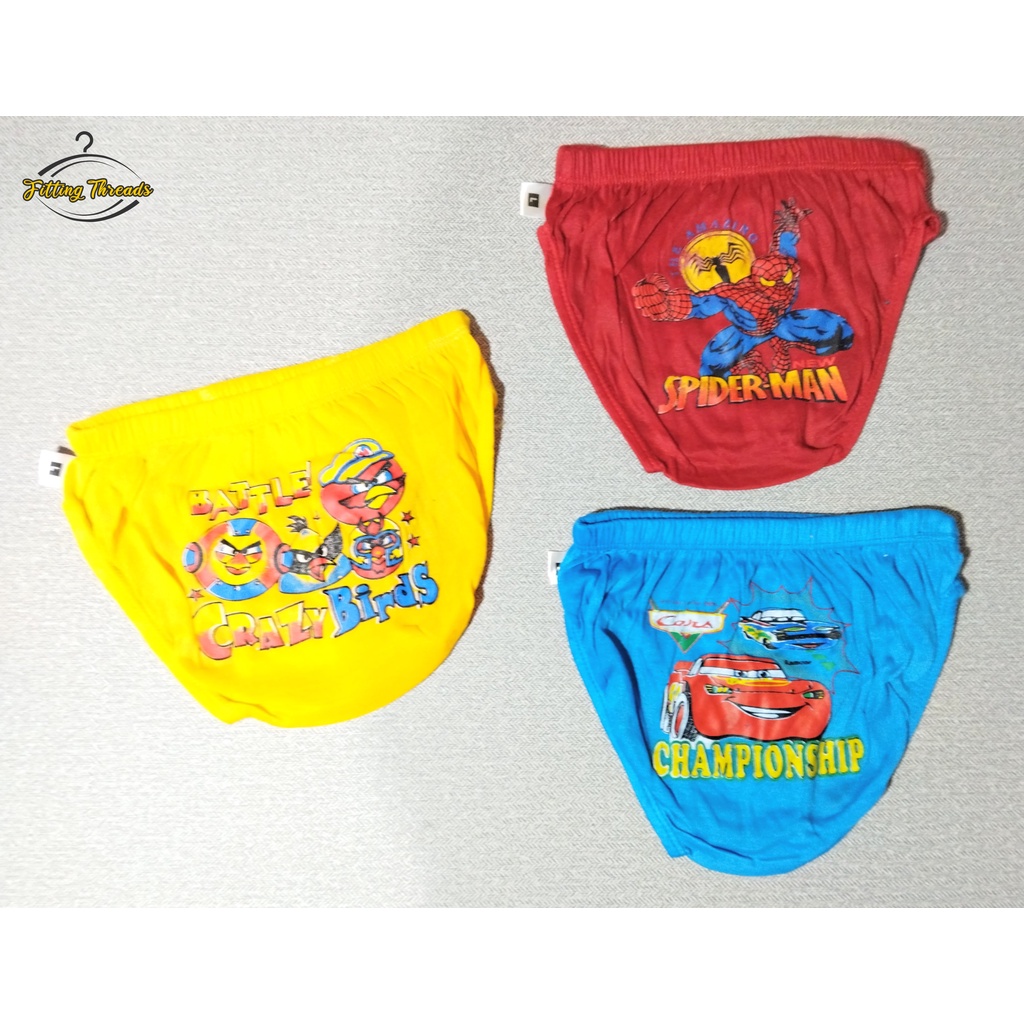 3 Pcs Daleman Anak Laki-Laki Celana Dalam Kerut Motif Kartun / CD Sempak Anak Cowok Polini Kids