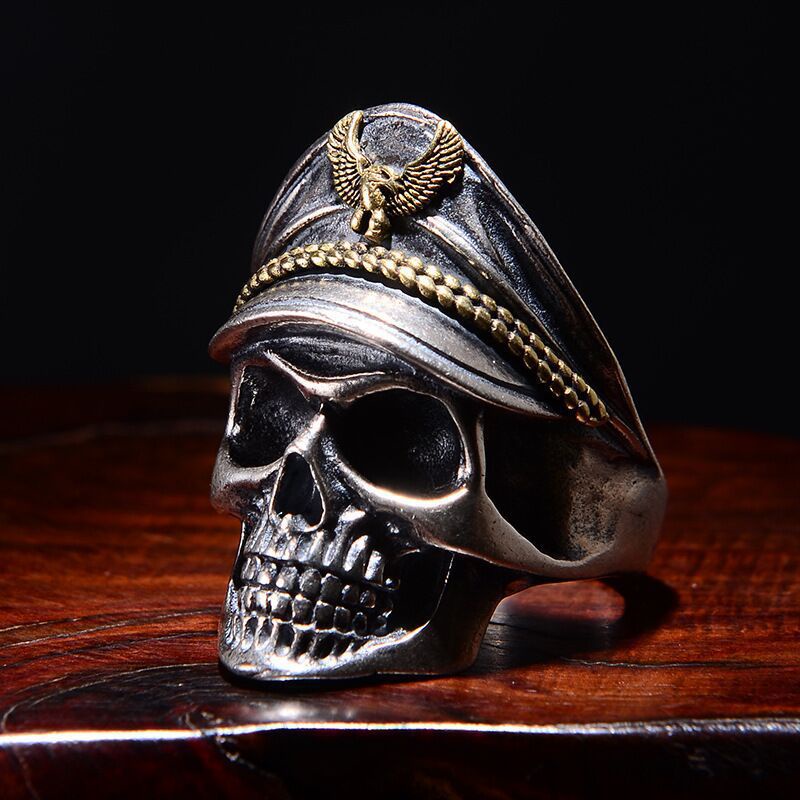 Cincin Model Terbuka Desain Tengkorak Elang One Piece Army Untuk Pria