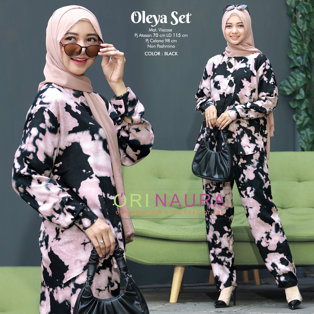 OLEYA SET motif original produk by ori naura baju wanita murah