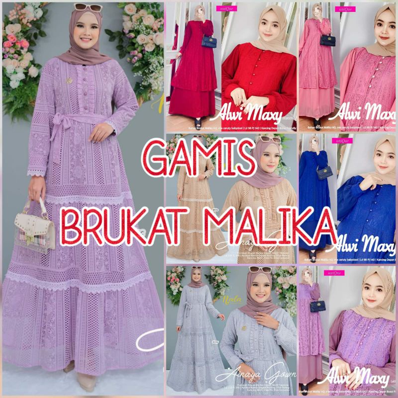 ALWI MAXY / AINAYA GOWN/NAURA DRESS GAMIS BRUKAT MALIKA