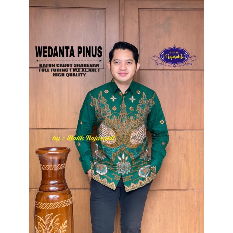 WEDANTA PINUS Baju Kemeja Batik Pria Solo Premium Modern  Katun FULL LAPIS FURING RAJASAKTI